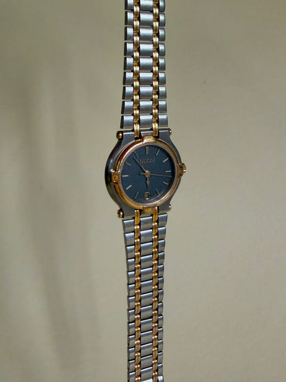 GUCCI — Two-Tone and Charcoal Date Bracelet Watch