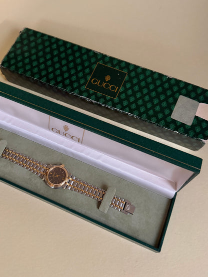 GUCCI — Two-Tone and Charcoal Date Bracelet Watch