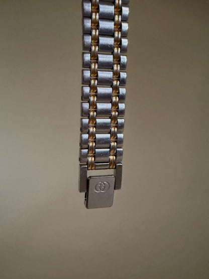 GUCCI — Two-Tone and Charcoal Date Bracelet Watch