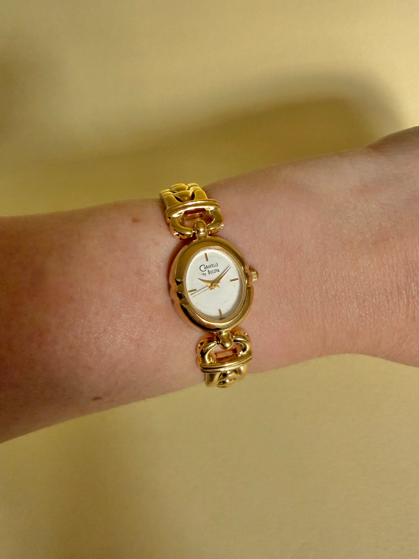 CARAVELLE BY BULOVA — Oval Gold Tone Chain Bracelet