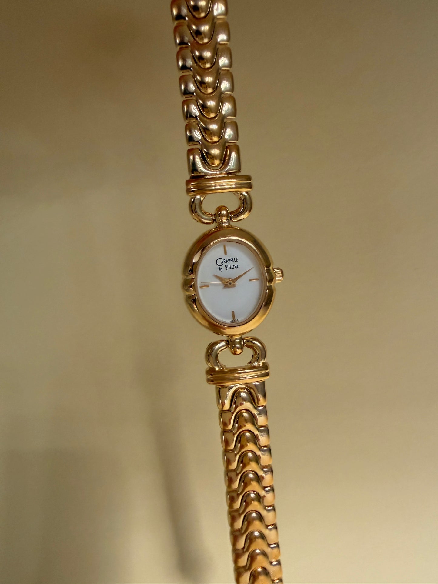 CARAVELLE BY BULOVA — Oval Gold Tone Chain Bracelet