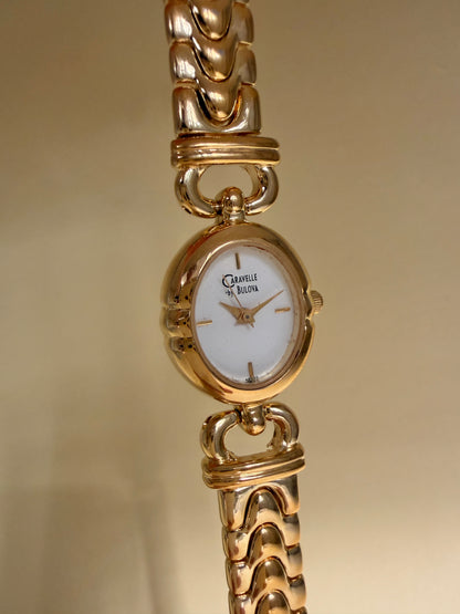 CARAVELLE BY BULOVA — Oval Gold Tone Chain Bracelet