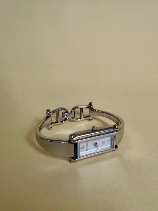 ETIENNE AIGNER — Rectangular Silver Tone Horsebit Bracelet