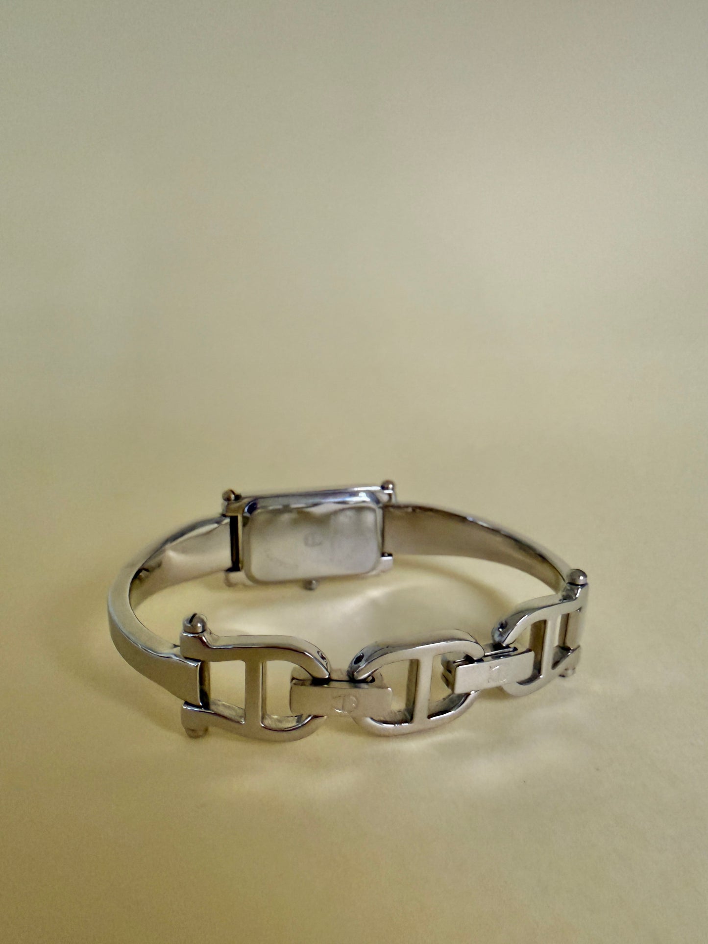 ETIENNE AIGNER — Rectangular Silver Tone Horsebit Bracelet