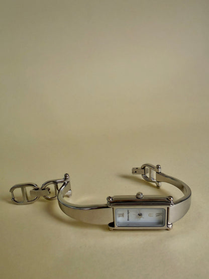 ETIENNE AIGNER — Rectangular Silver Tone Horsebit Bracelet