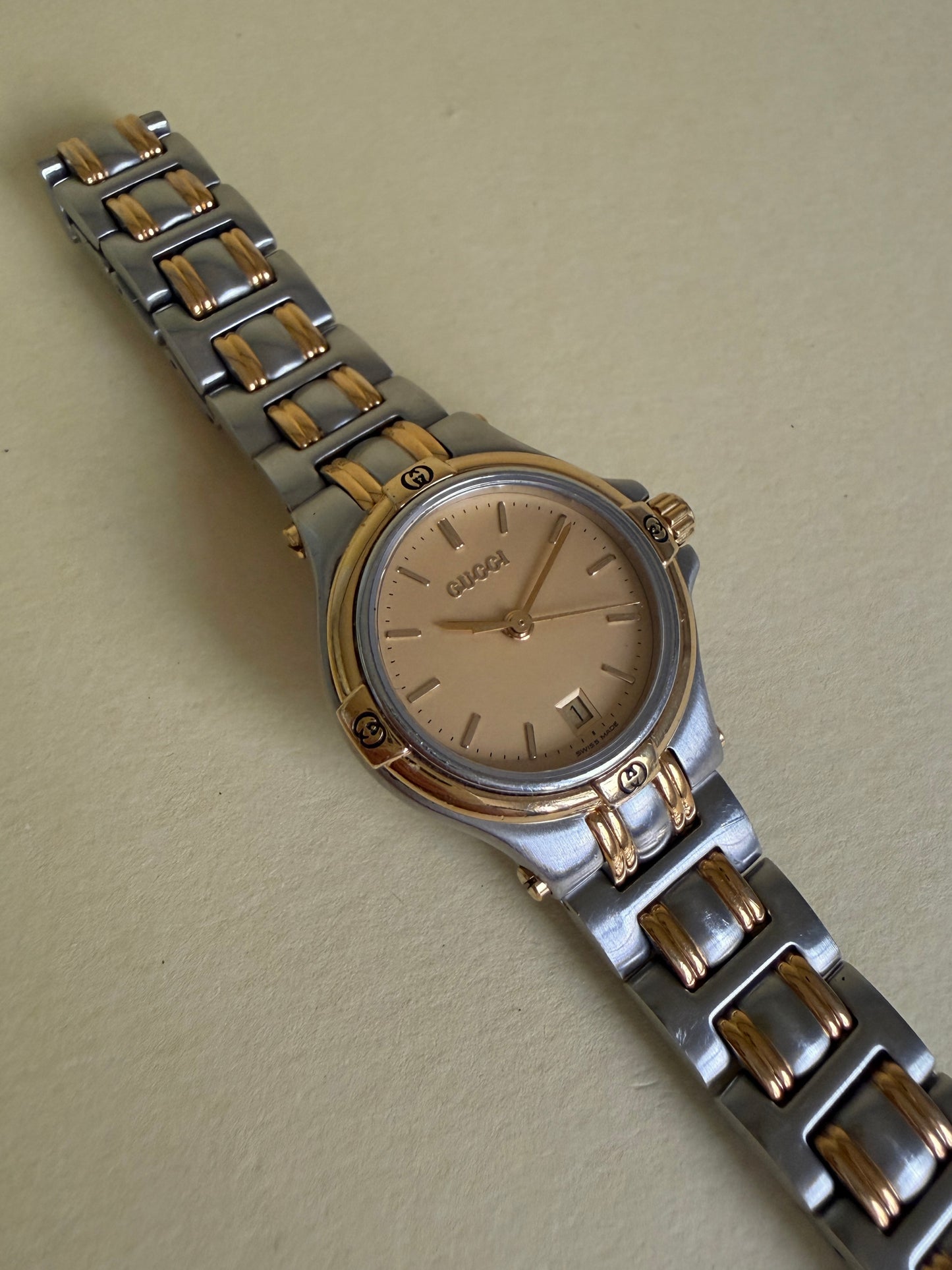 GUCCI — Two-Tone Date Bracelet Watch