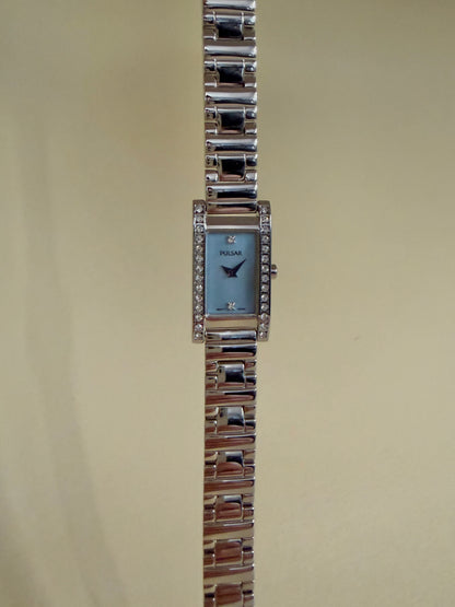 PULSAR — Rectangular Blue MOP Crystal Bracelet Watch