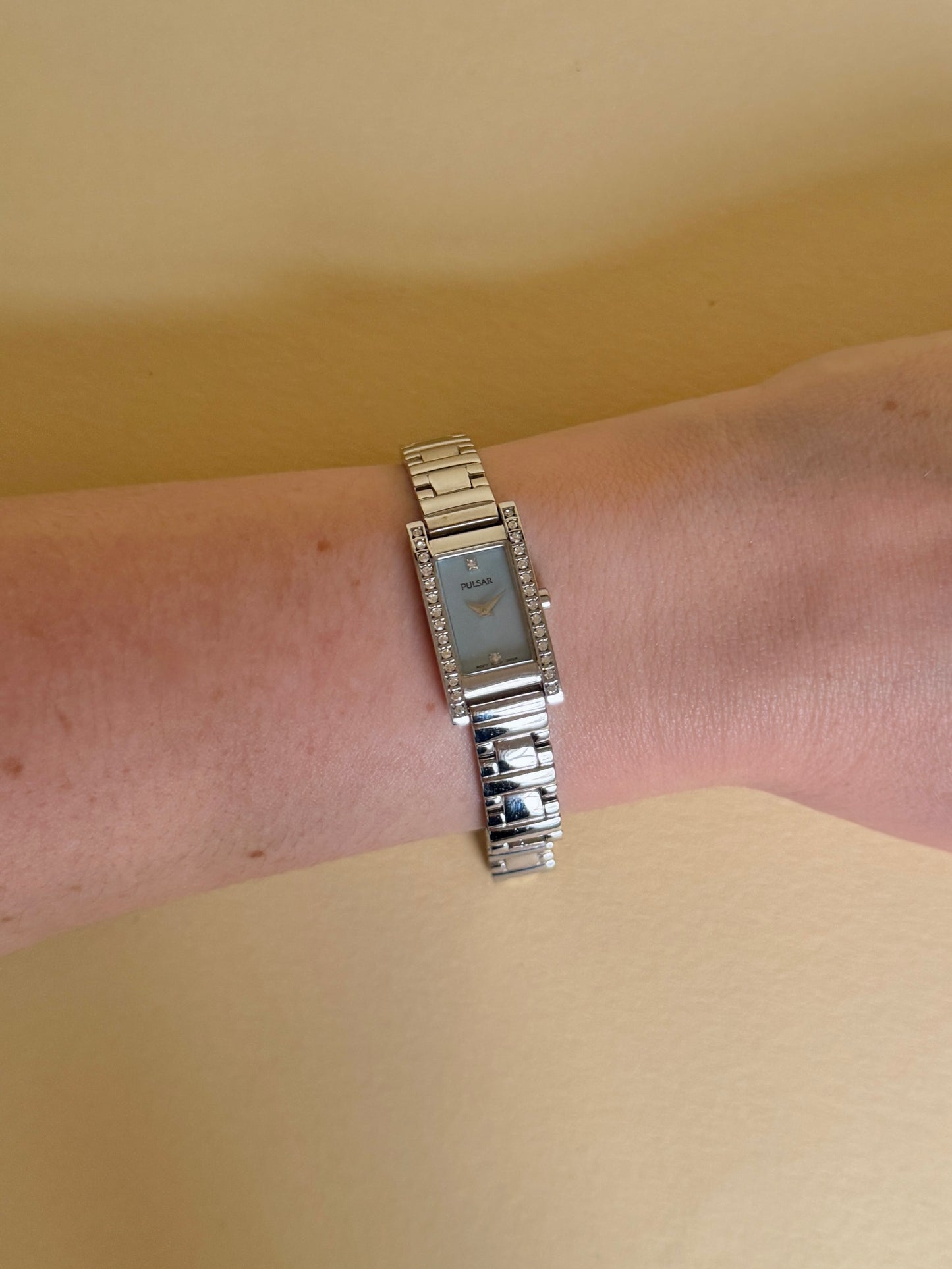 PULSAR — Rectangular Blue MOP Crystal Bracelet Watch