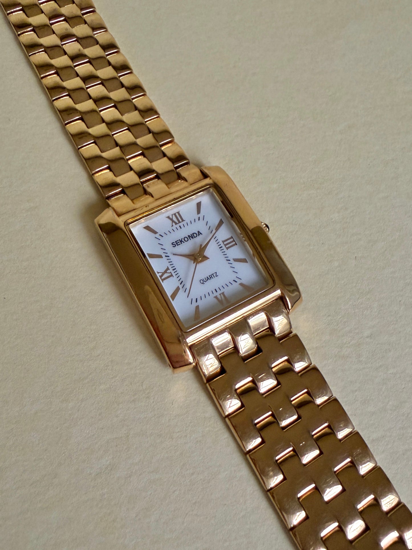 SEKONDA – Rectangular Gold-Tone Tank Bracelet Watch