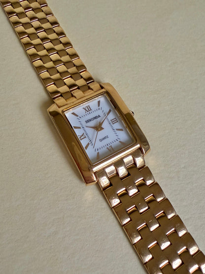 SEKONDA – Rectangular Gold-Tone Tank Bracelet Watch