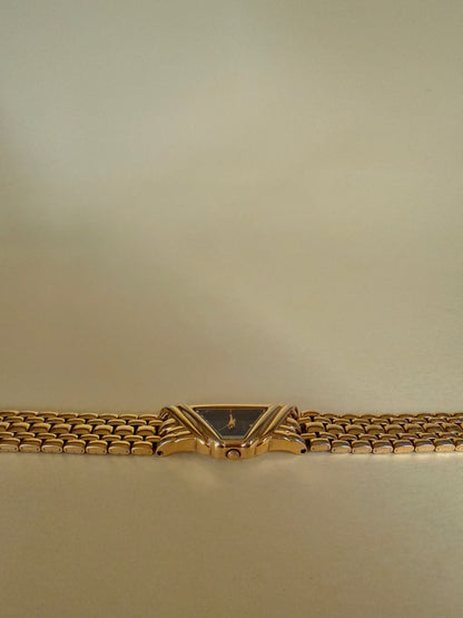 ELGIN – Black Dial Geometric Gold-Tone Bracelet Watch