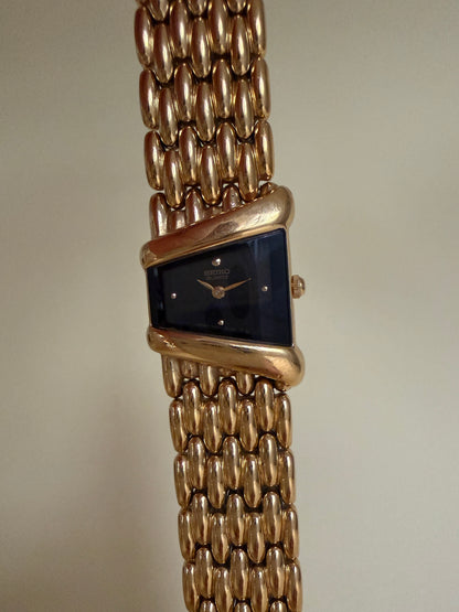 SEIKO — Trapezoidal Gold-Tone Bracelet Watch