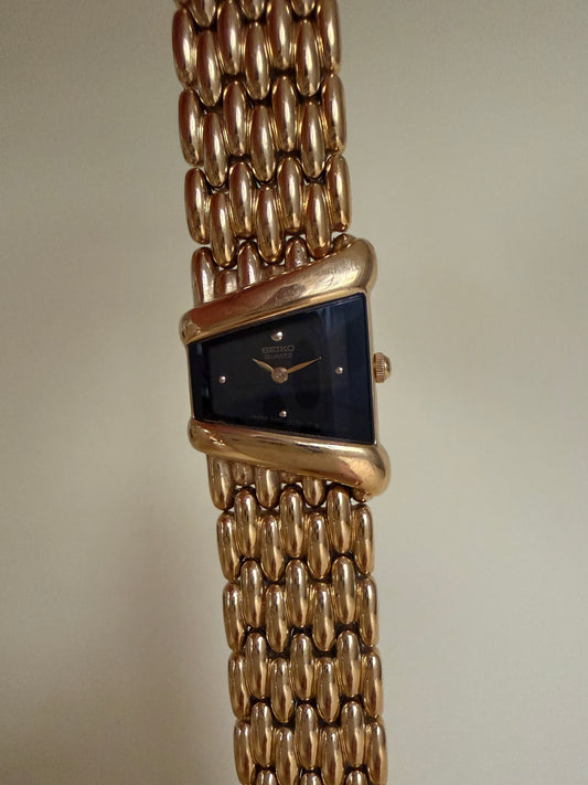 SEIKO — Trapezoidal Gold-Tone Bracelet Watch