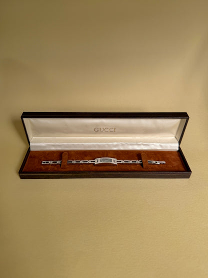 GUCCI — Rectangular Silver-tone Open-link bracelet